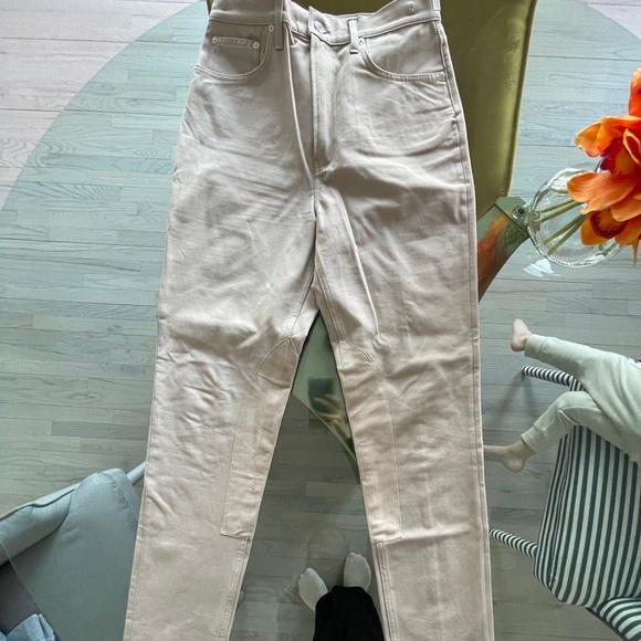 Helmut Lang Femme Hi Rider Straight Jeans Natural Tan High Rise - Picture 2 of 13